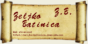 Željko Batinica vizit kartica